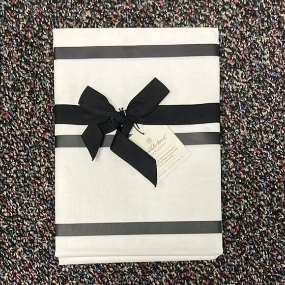 Round Striped Oil Canvas Tablecloth Black/White - Hearth & Hand with Magnolia - Picture 2 of 5